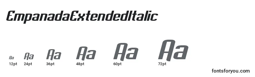 Размеры шрифта EmpanadaExtendedItalic