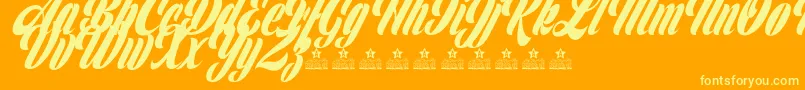 ClipperPersonalUse-Schriftart – Gelbe Schriften auf orangefarbenem Hintergrund