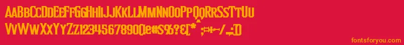 InquisitorBold-Schriftart – Orangefarbene Schriften auf rotem Hintergrund