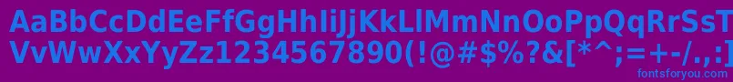 DejavuSansCondensedBold-Schriftart – Blaue Schriften auf violettem Hintergrund