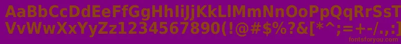 Weitere Informationen zur DejavuSansCondensedBold-Schriftart DejavuSansCondensedBold-Schriftart – Braune Schriften auf violettem Hintergrund