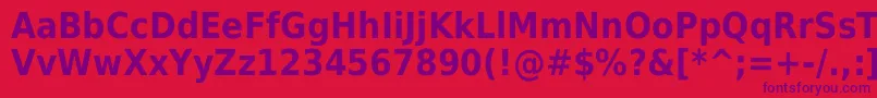 Fonte DejavuSansCondensedBold – fontes roxas em um fundo vermelho