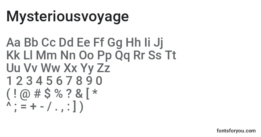 Czcionka Mysteriousvoyage – alfabet, cyfry, specjalne znaki