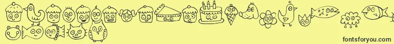 fuente Peajelenedoodles – Fuentes Negras Sobre Fondo Amarillo