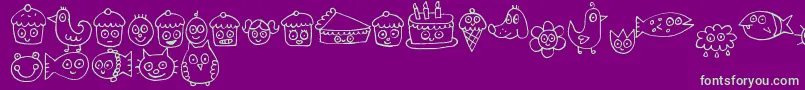 Peajelenedoodles Font – Green Fonts on Purple Background