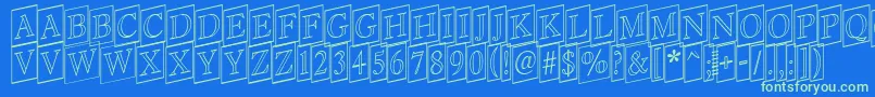 Antiq16-Schriftart – Grüne Schriften auf blauem Hintergrund