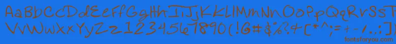 フォントRosedifont – 茶色の文字が青い背景にあります。