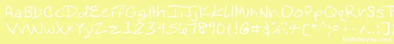 Rosedifont-Schriftart – Weiße Schriften auf gelbem Hintergrund