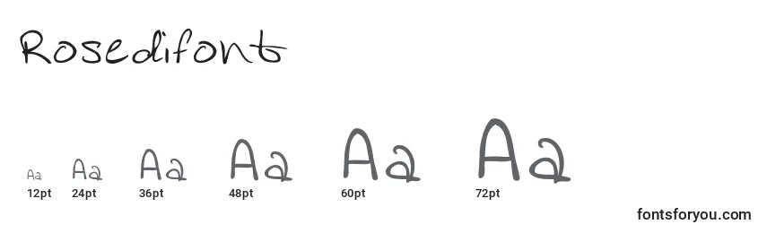 Größen der Schriftart Rosedifont