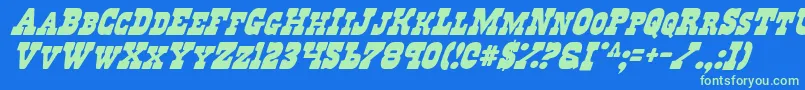 Regv2i Font – Green Fonts on Blue Background