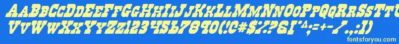 Regv2i Font – Yellow Fonts on Blue Background