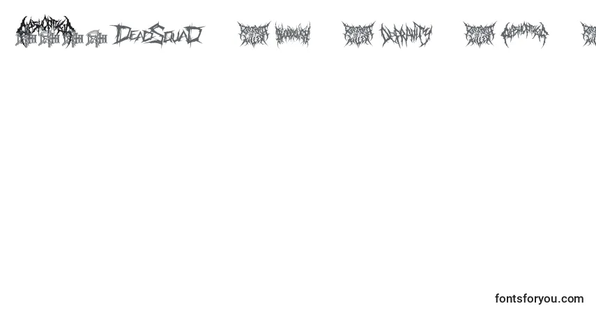 Schriftart DeathmetalLogo – Alphabet, Zahlen, spezielle Symbole