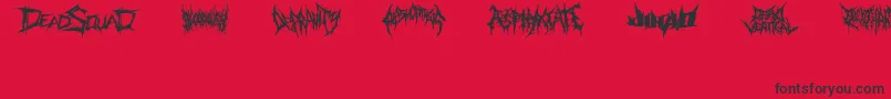 Czcionka DeathmetalLogo – czarne czcionki na czerwonym tle