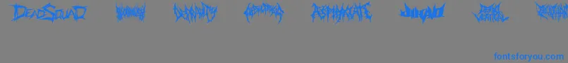フォントDeathmetalLogo – 灰色の背景に青い文字