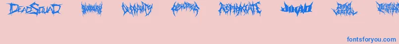 Czcionka DeathmetalLogo – niebieskie czcionki na różowym tle