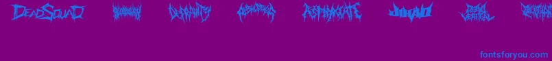 フォントDeathmetalLogo – 紫色の背景に青い文字