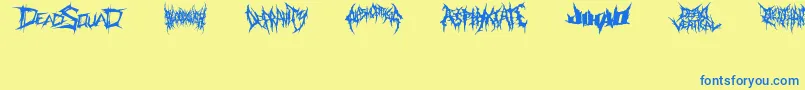 DeathmetalLogo Font – Blue Fonts on Yellow Background