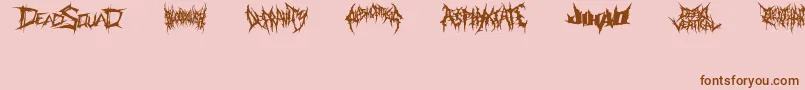 DeathmetalLogo-Schriftart – Braune Schriften auf rosa Hintergrund