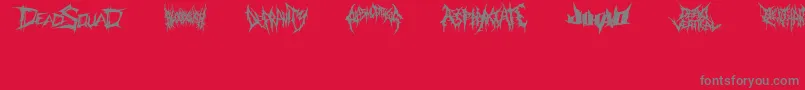 Fonte DeathmetalLogo – fontes cinzas em um fundo vermelho