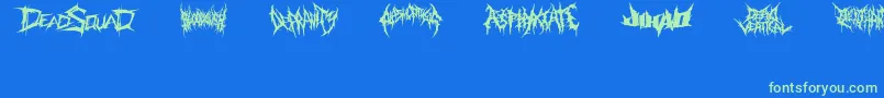 DeathmetalLogo-fontti – vihreät fontit sinisellä taustalla