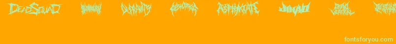 フォントDeathmetalLogo – オレンジの背景に緑のフォント