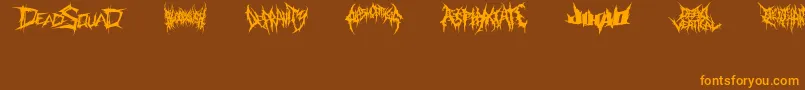 フォントDeathmetalLogo – オレンジ色の文字が茶色の背景にあります。