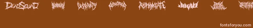 Czcionka DeathmetalLogo – różowe czcionki na brązowym tle