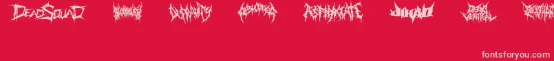 DeathmetalLogo-fontti – vaaleanpunaiset fontit punaisella taustalla