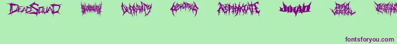 DeathmetalLogo Font – Purple Fonts on Green Background