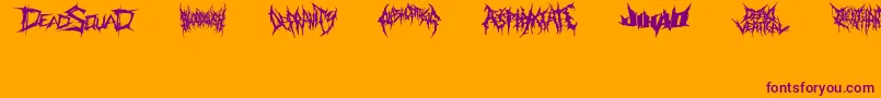 DeathmetalLogo Font – Purple Fonts on Orange Background