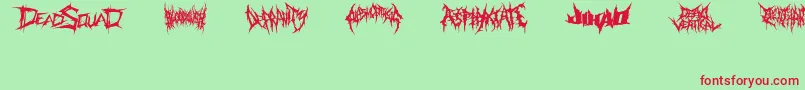 More about DeathmetalLogo Font DeathmetalLogo Font – Red Fonts on Green Background
