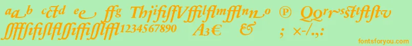 Шрифт SabonnextLtBoldItalicAlternate – оранжевые шрифты на зелёном фоне