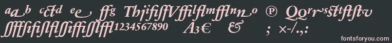 Fonte SabonnextLtBoldItalicAlternate – fontes rosa em um fundo preto