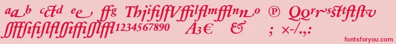 Fonte SabonnextLtBoldItalicAlternate – fontes vermelhas em um fundo rosa