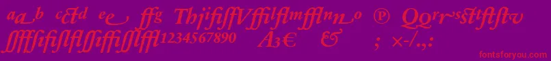 SabonnextLtBoldItalicAlternate-Schriftart – Rote Schriften auf violettem Hintergrund