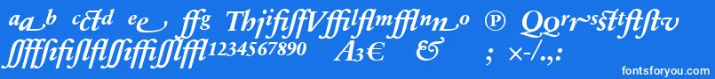 フォントSabonnextLtBoldItalicAlternate – 青い背景に白い文字