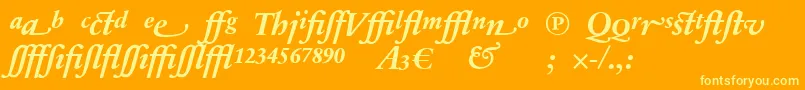 SabonnextLtBoldItalicAlternate-Schriftart – Gelbe Schriften auf orangefarbenem Hintergrund