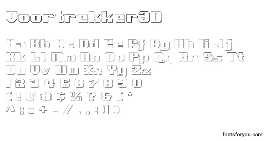 Schriftart Voortrekker3D – Alphabet, Zahlen, spezielle Symbole