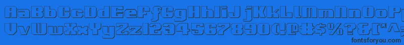 Voortrekker3D-Schriftart – Schwarze Schriften auf blauem Hintergrund