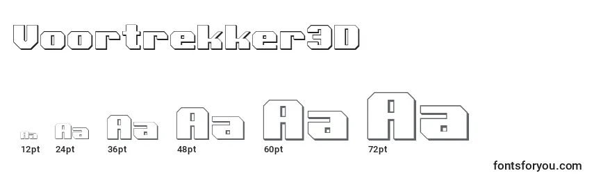 Размеры шрифта Voortrekker3D