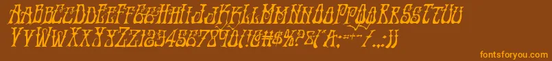 Instantzenital-Schriftart – Orangefarbene Schriften auf braunem Hintergrund