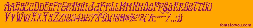 Instantzenital-Schriftart – Violette Schriften auf orangefarbenem Hintergrund