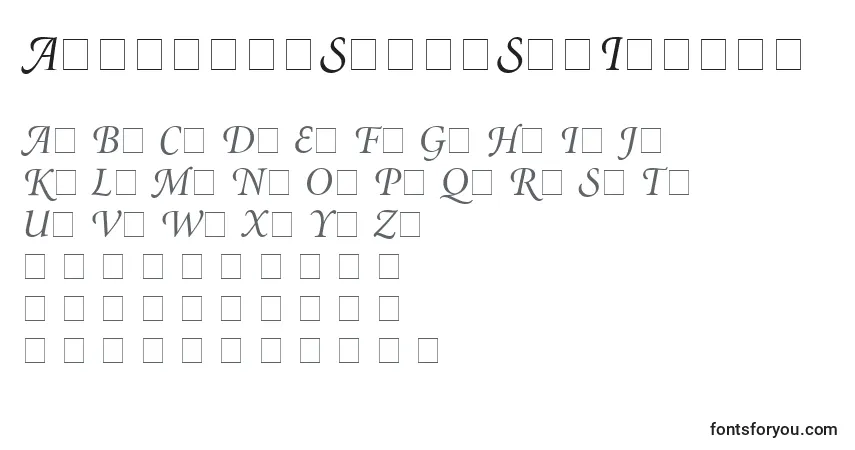 Czcionka AtlantixSwashSsiItalic – alfabet, cyfry, specjalne znaki