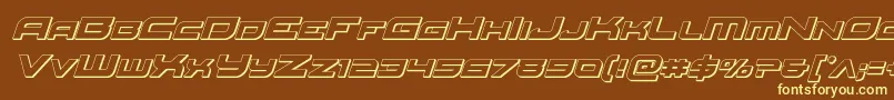 Redrocket3Dital-fontti – keltaiset fontit ruskealla taustalla