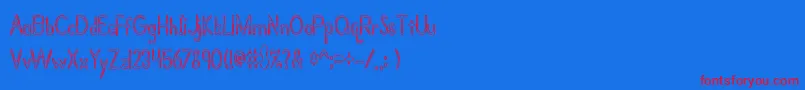 Bramalea-Schriftart – Rote Schriften auf blauem Hintergrund