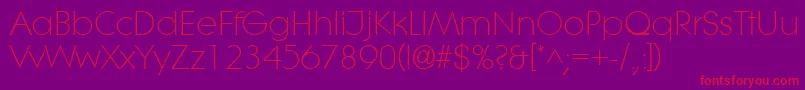 LithelightRegular Font – Red Fonts on Purple Background