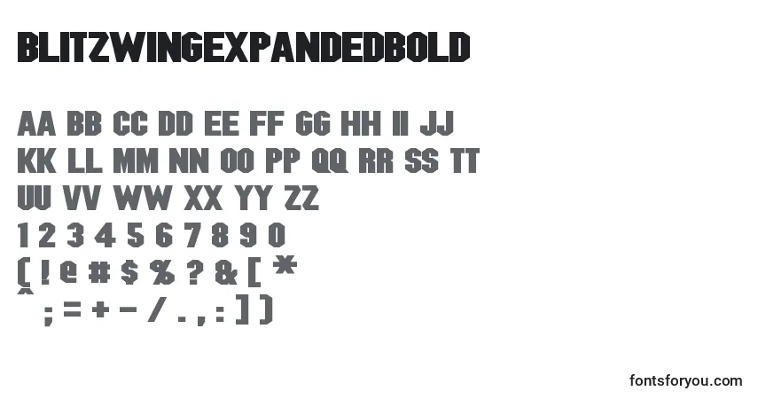 Czcionka BlitzwingExpandedBold – alfabet, cyfry, specjalne znaki
