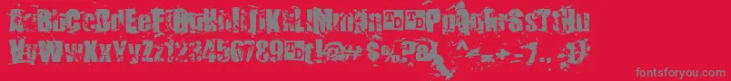 フォントKillerAntsTrialVersion – 赤い背景に灰色の文字