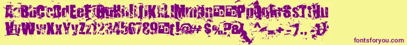 KillerAntsTrialVersion-Schriftart – Violette Schriften auf gelbem Hintergrund