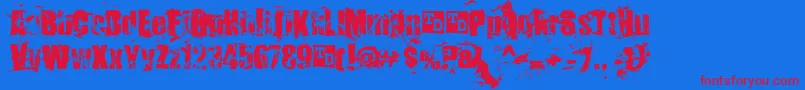 KillerAntsTrialVersion-Schriftart – Rote Schriften auf blauem Hintergrund